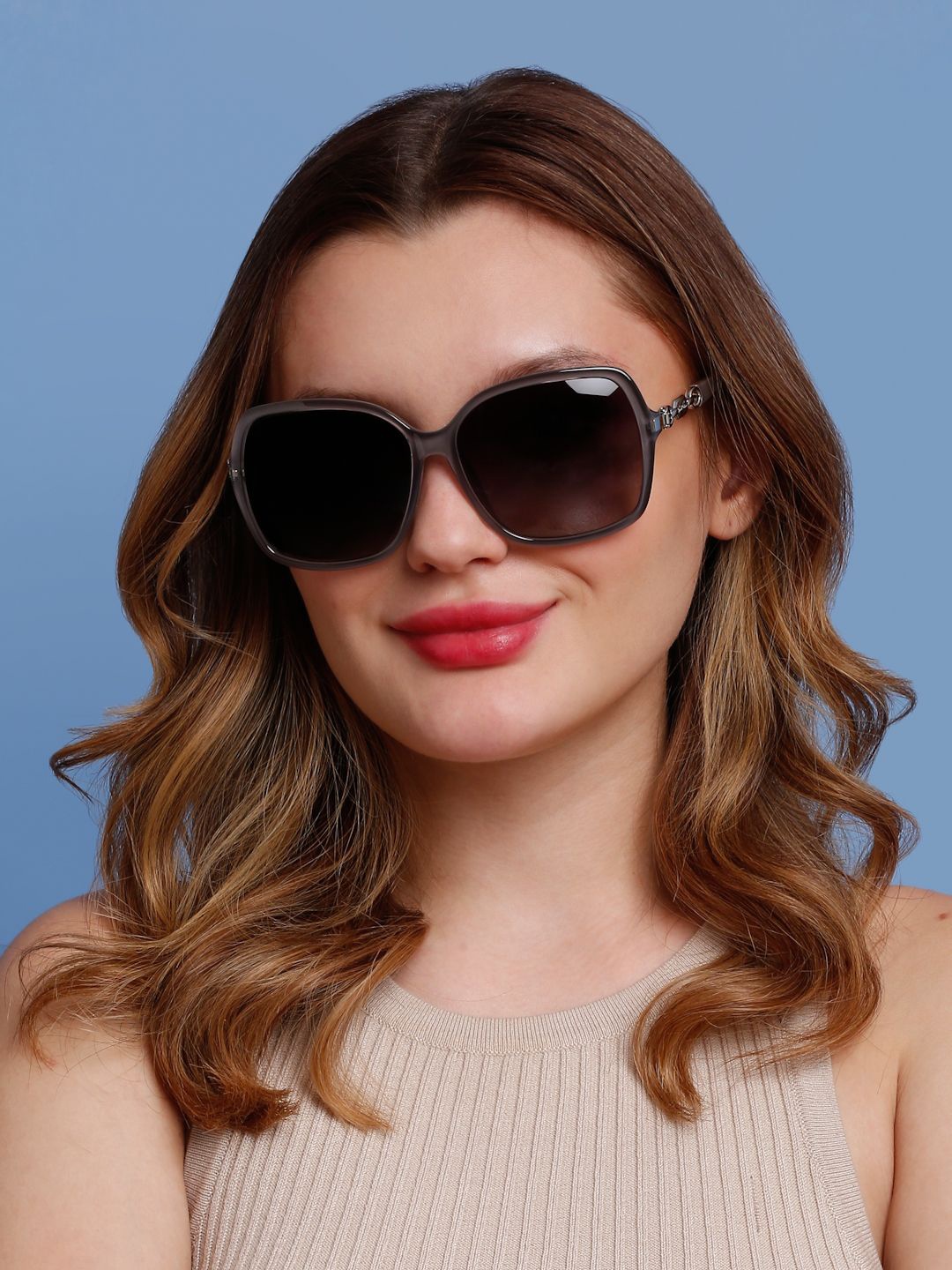 

SUNNIES Women Oversized Sunglasses with Polarised Lens, Grey