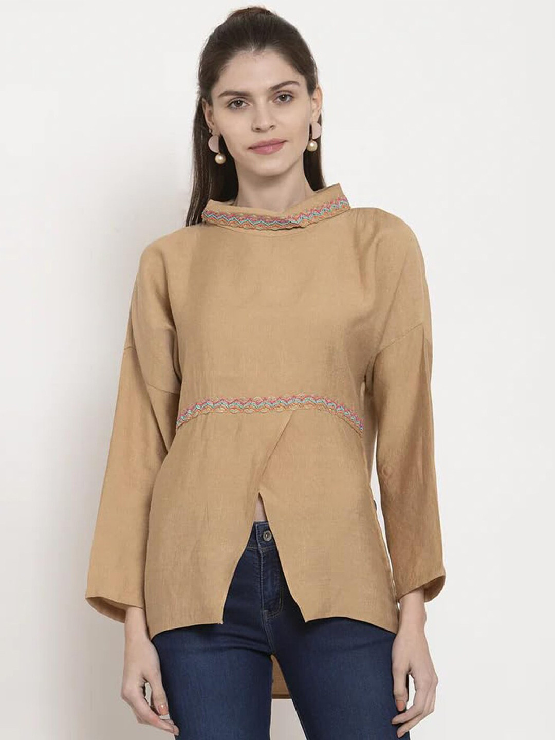 

Global Republic High-Low Longline Top, Brown