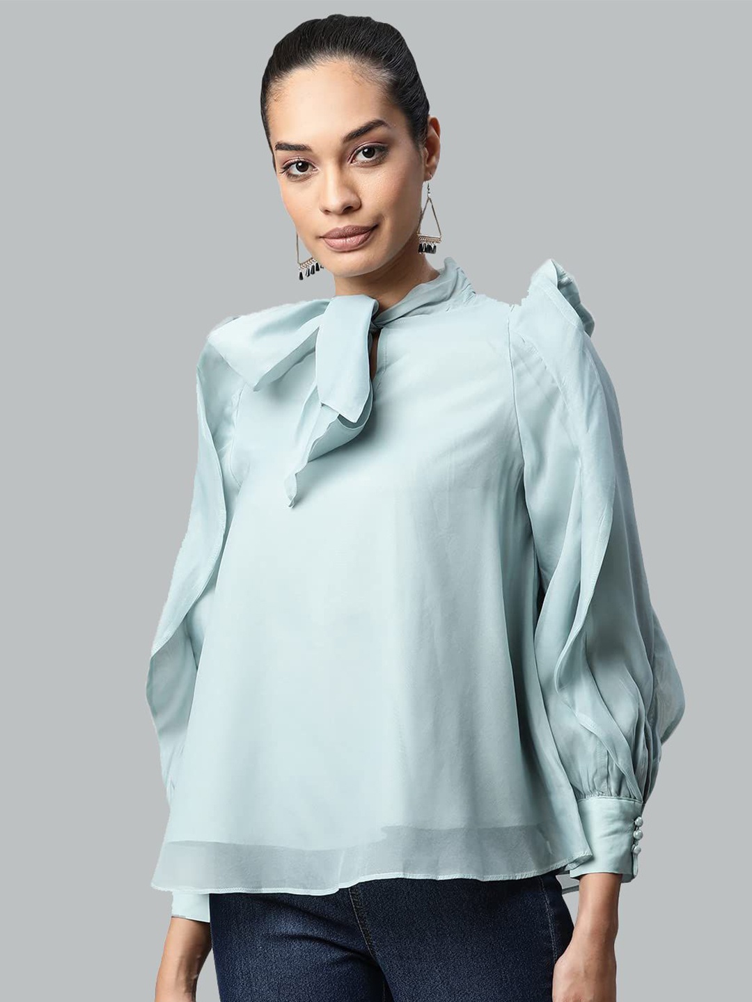 

Global Republic Tie-Up Neck Top, Teal