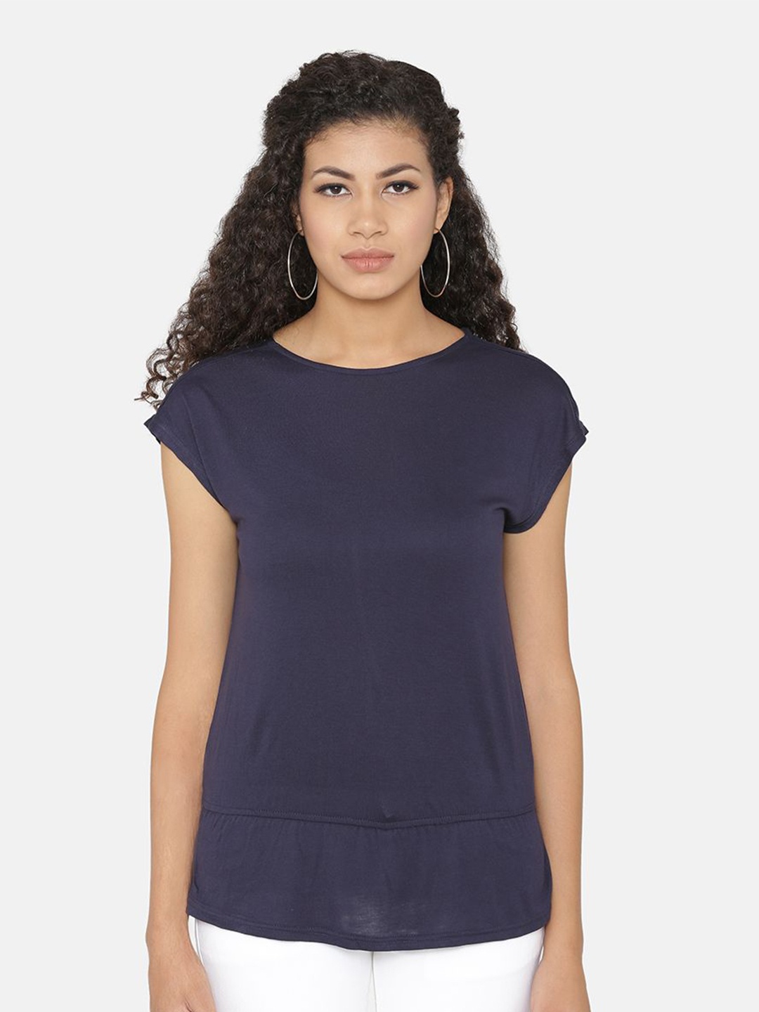

Yaadleen Extended Sleeves Cotton Top, Navy blue