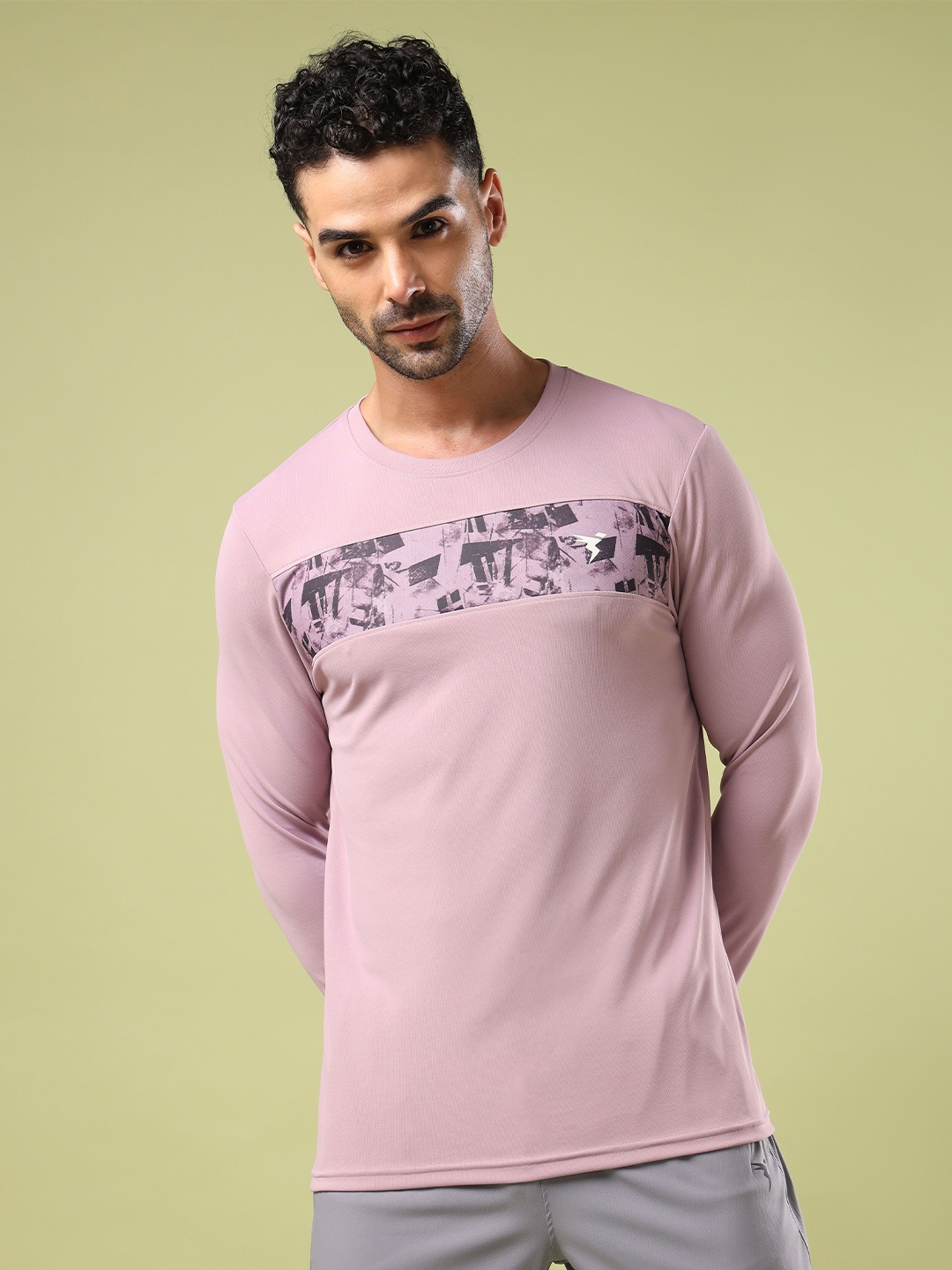 

Technosport Men Abstract Printed Round Neck UPF50 Slim Fit T-shirt, Purple