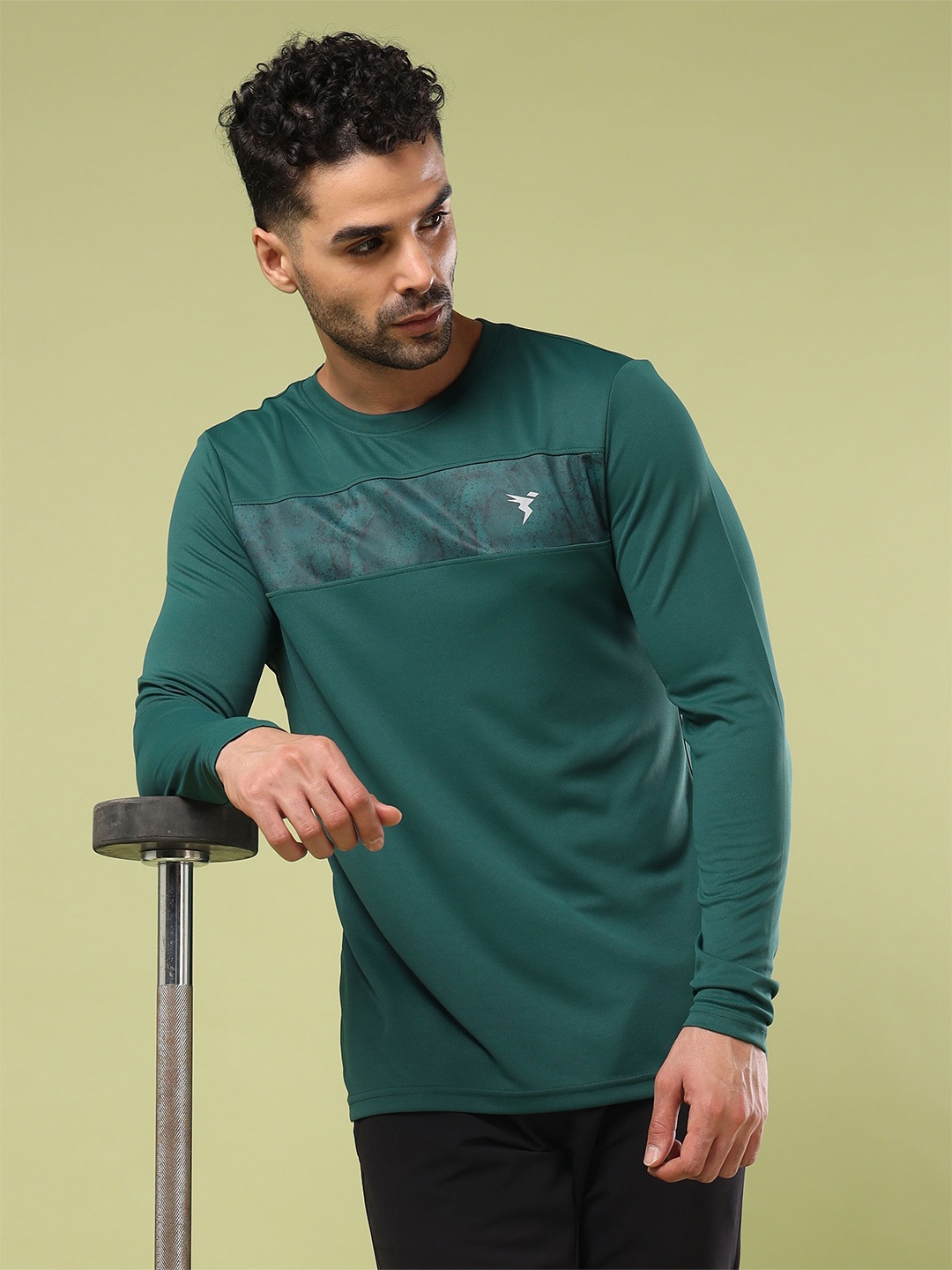 

Technosport Men Abstract Printed Round Neck UPF50 Slim Fit T-shirt, Green