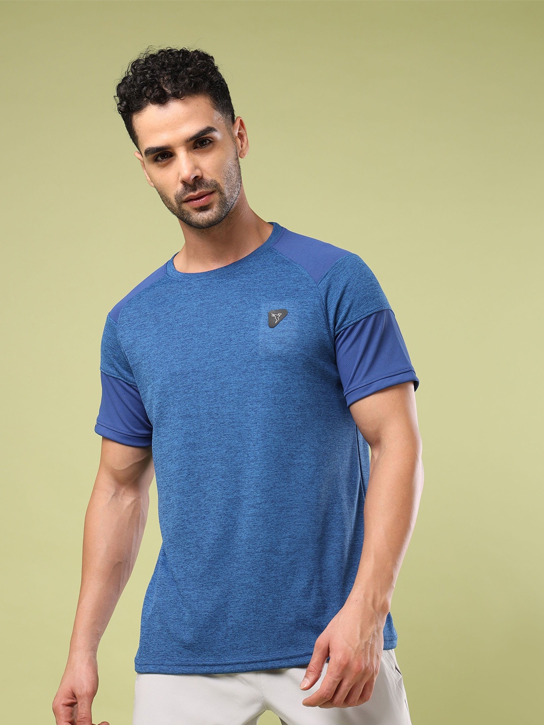 

Technosport Men Solid Round Neck Slim Fit UPF50 Sports T-shirt, Blue