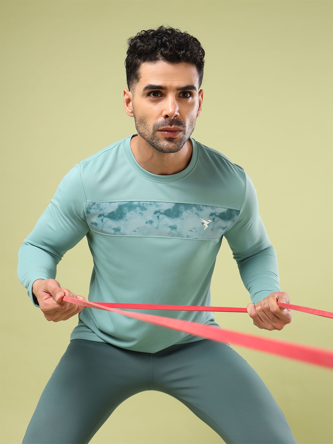 

Technosport Men Abstract Printed Round Neck UPF50 Slim Fit T-shirt, Green