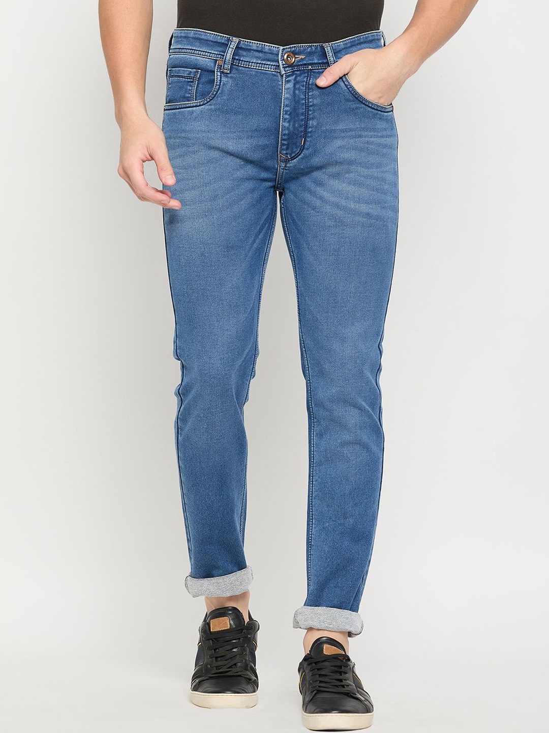 

Duke Men Slim Fit Heavy Fade Stretchable Jeans, Blue