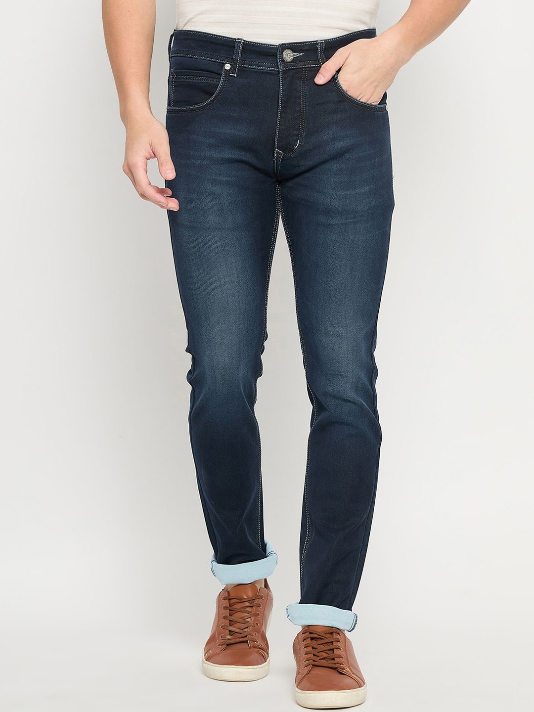 

Duke Men Slim Fit Heavy Fade Stretchable Jeans, Blue
