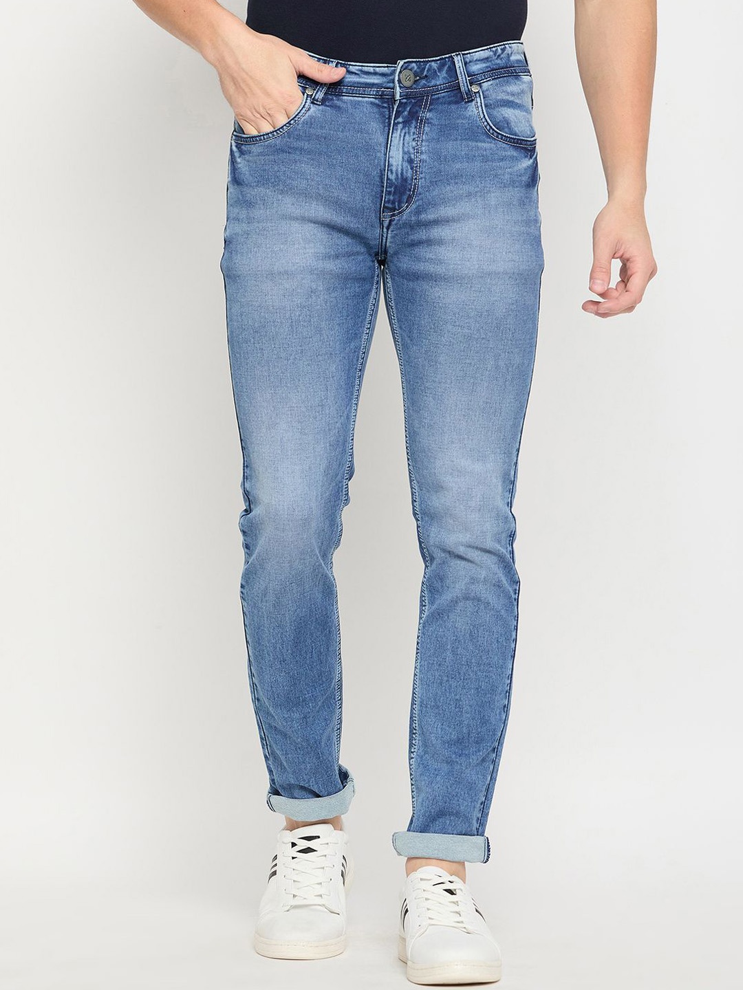 

Duke Men Slim Fit Heavy Fade Stretchable Jeans, Blue