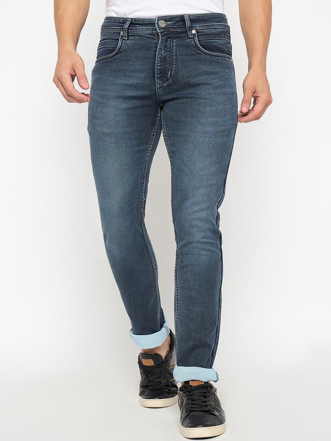 

Duke Men Slim Fit Heavy Fade Stretchable Jeans, Blue