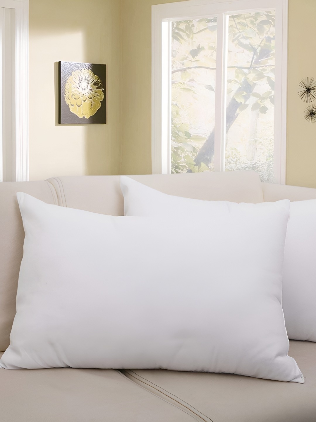 

CASA-NEST White Set of 2 Cotton Filled Cotton Lightweight Sleep Pillow