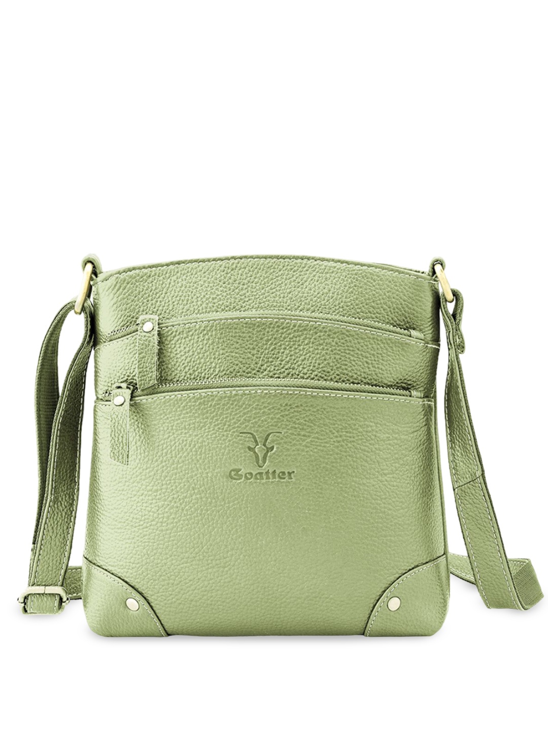 

Goatter Women Leather Structured Sling Bag, Green