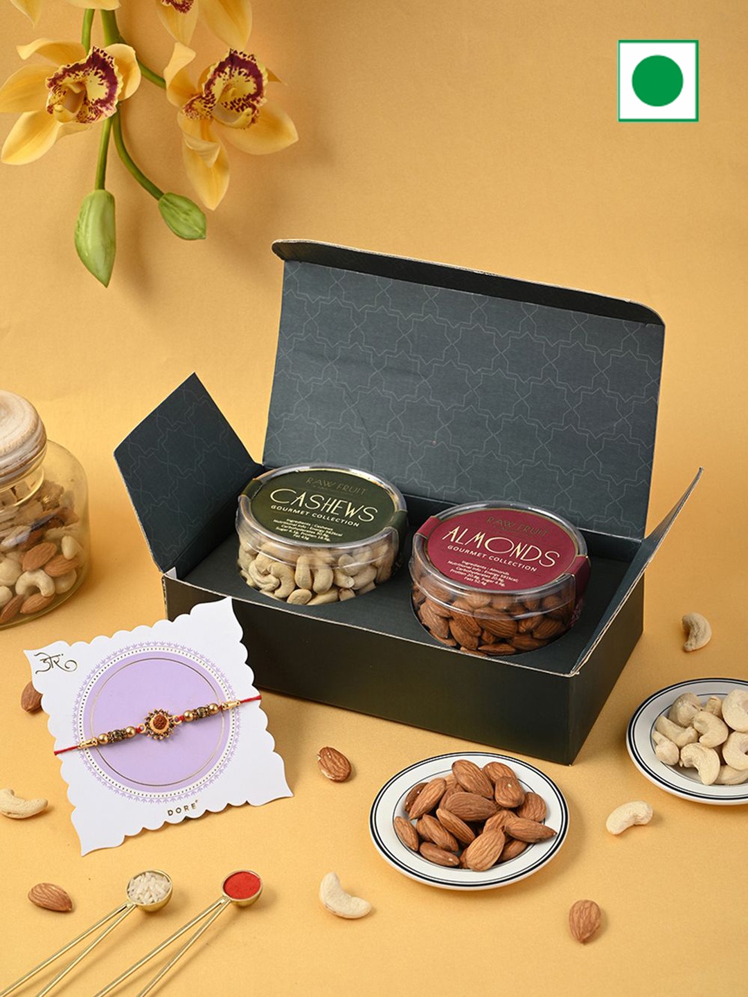 

RawFruit Dry Fruits Box & Rakhi Set, Green