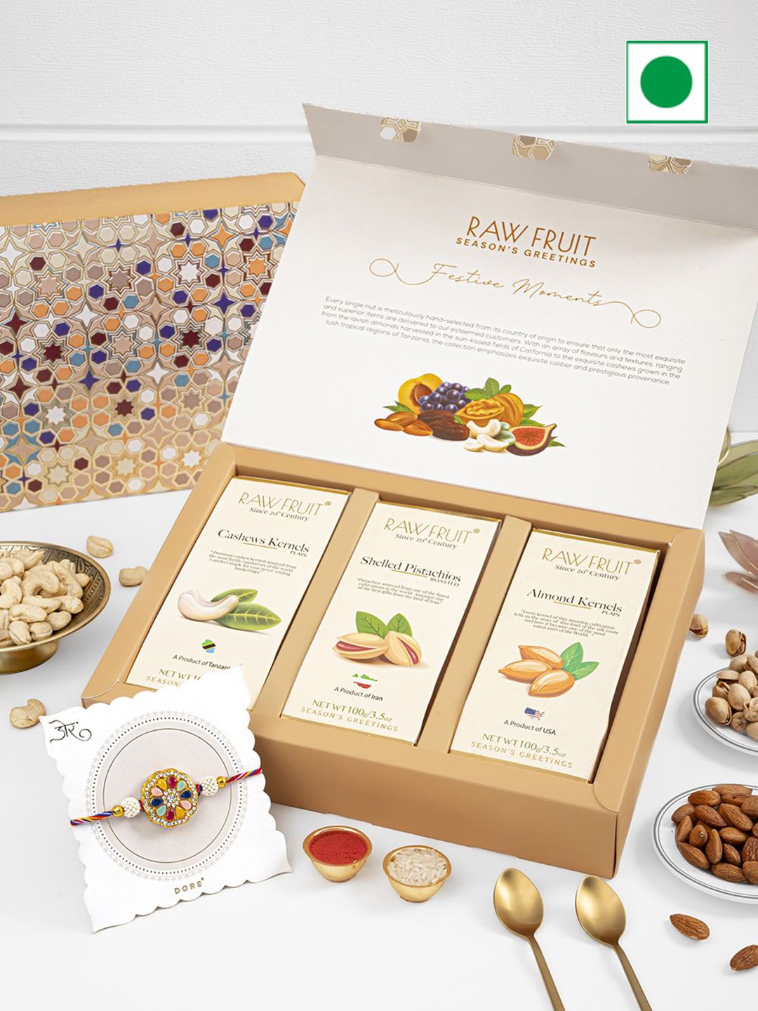 

RawFruit Dry Fruits & 1 Piece Rakhi Set, Brown