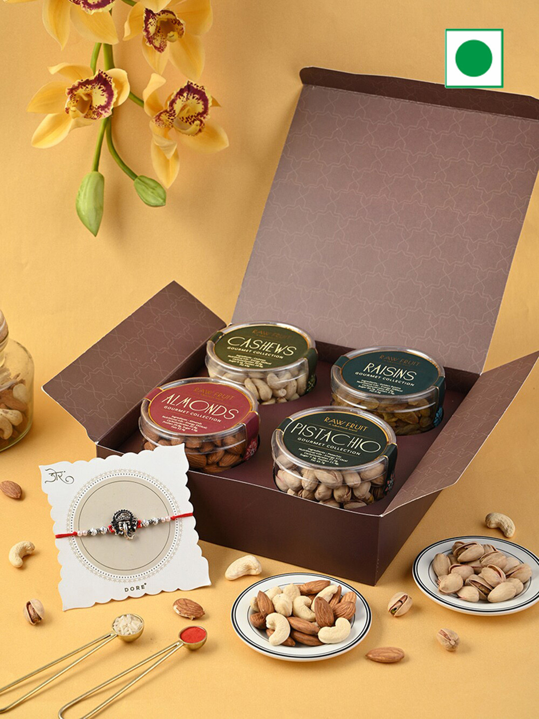 

RawFruit Rakhi & Dry Fruits Rakshabandhan Gift Box, Brown