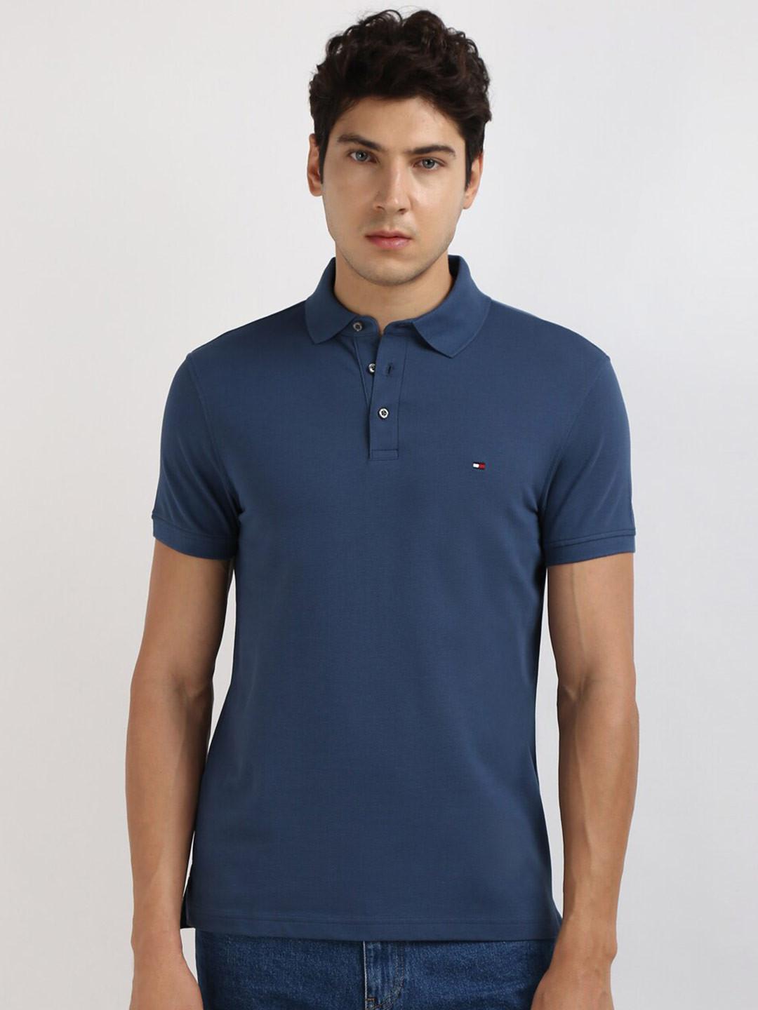 

Tommy Hilfiger Men Solid Polo Collar T-shirt, Blue