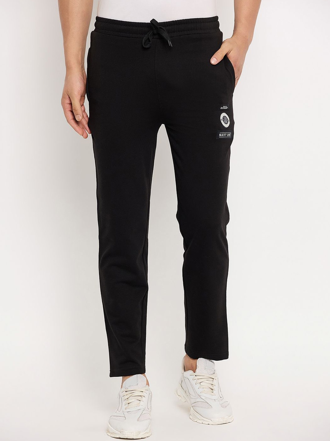 

Duke Men Cotton Mid-Rise Track Pants, Black