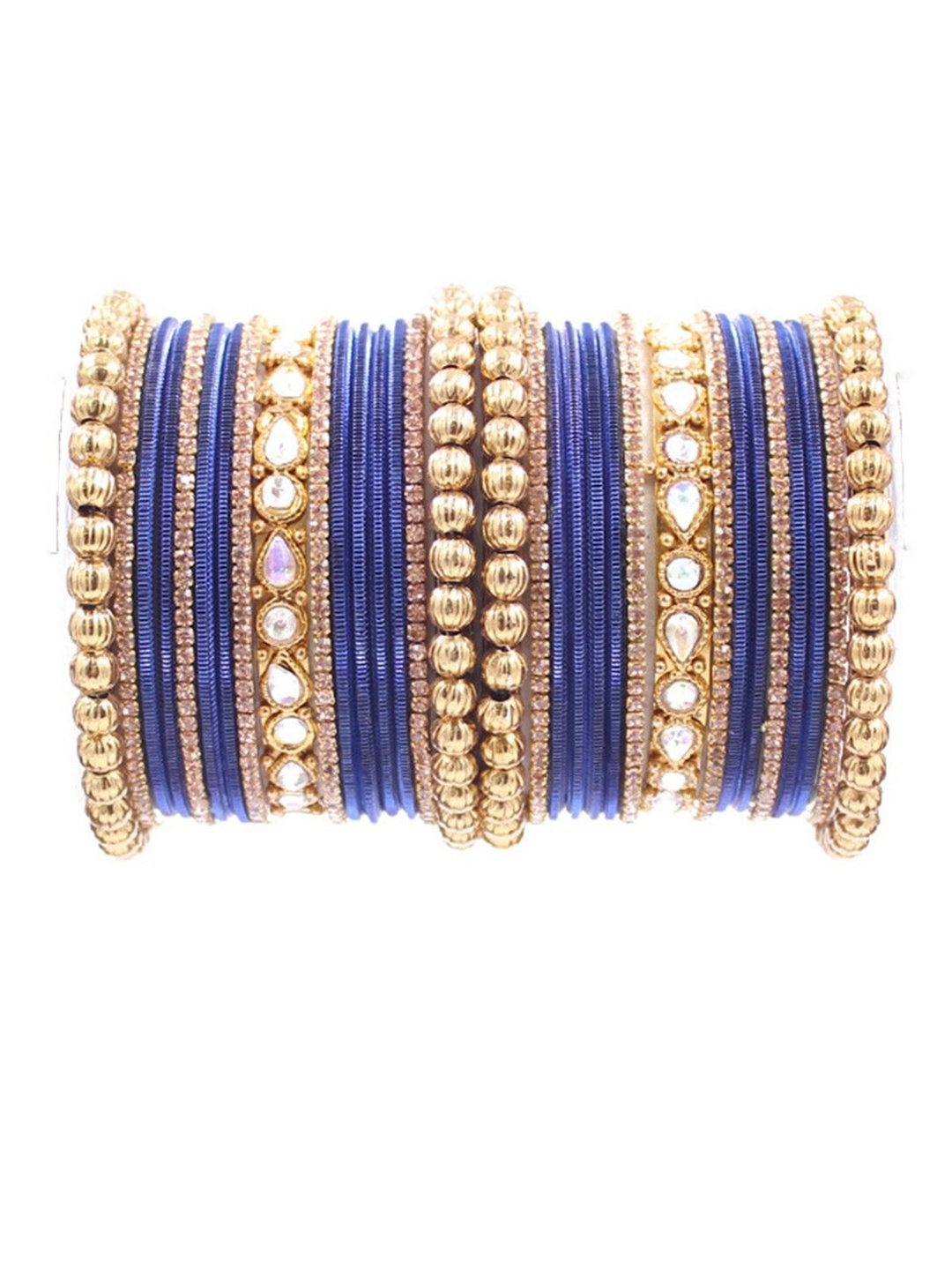 

leshya Set Of 32 Brass-Plating & Stone-Studded & Beaded Bangles, Bronze