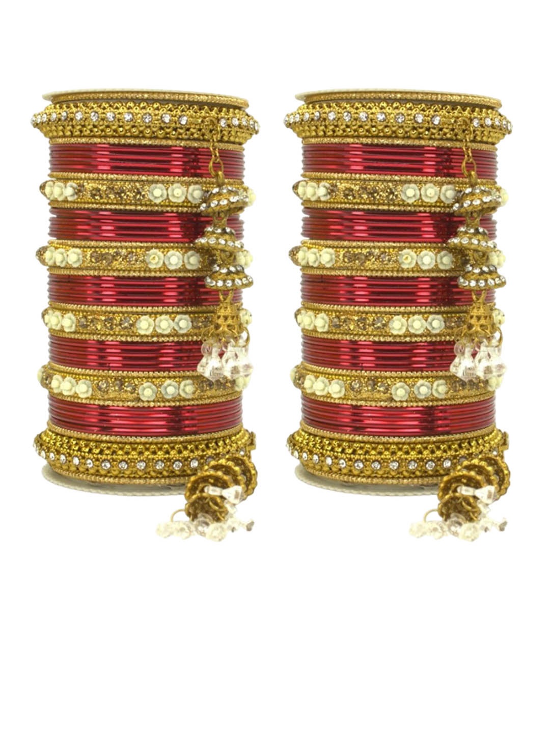 

leshya Set of 76 Brass-Plating & Stone-Studded Bangles, Beige