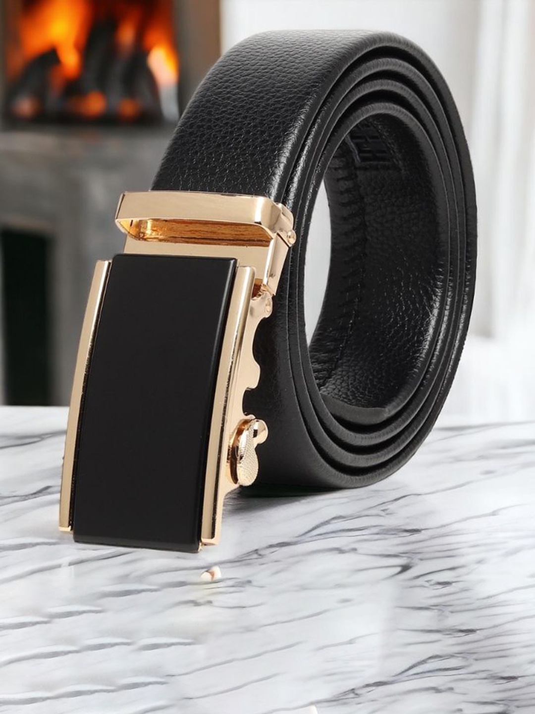 

Kastner Men Textured Slider Buckle Closure Formal Belt, Black