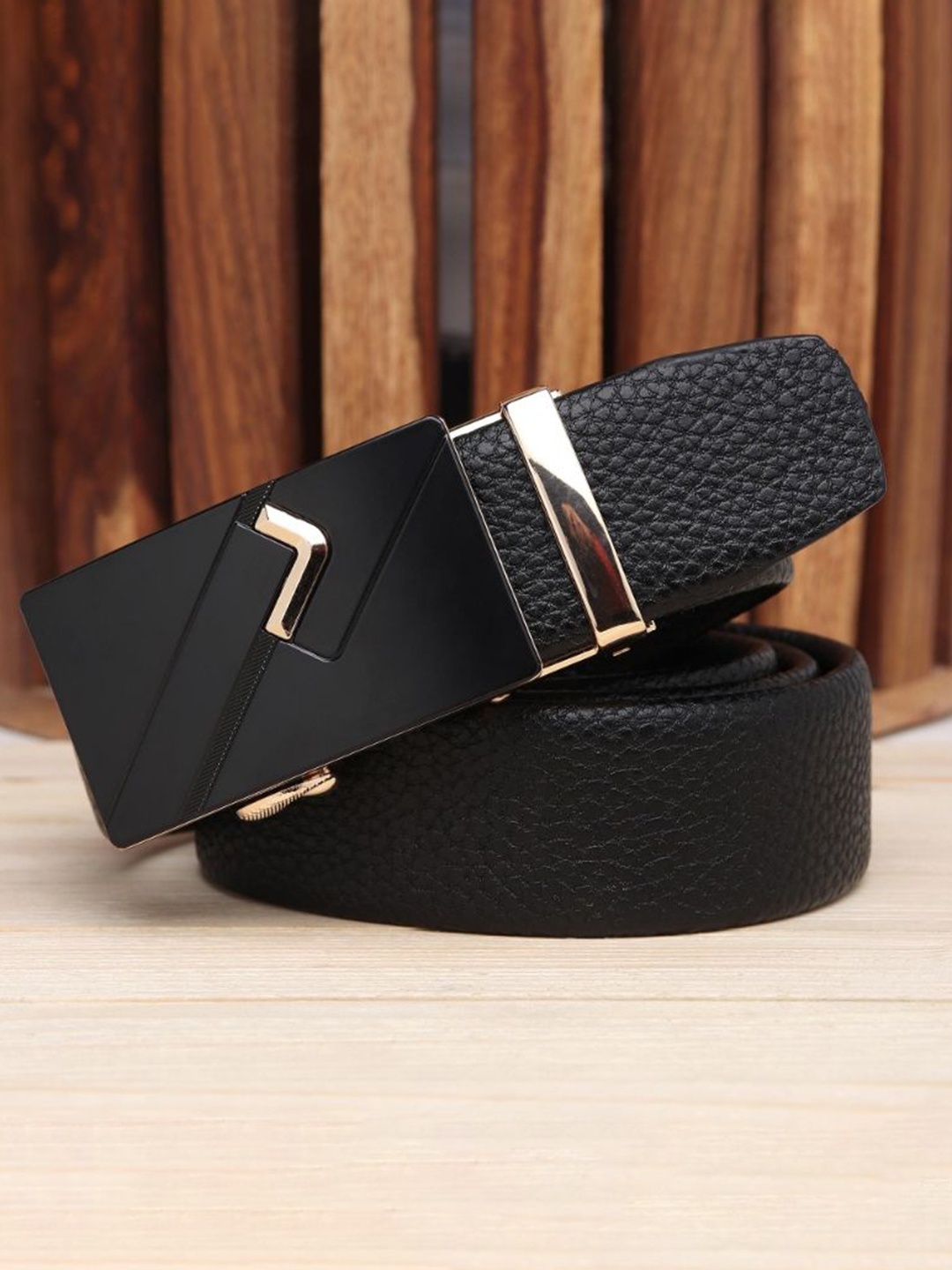 

Kastner Men Textured Slider Buckle Closure Belt, Black