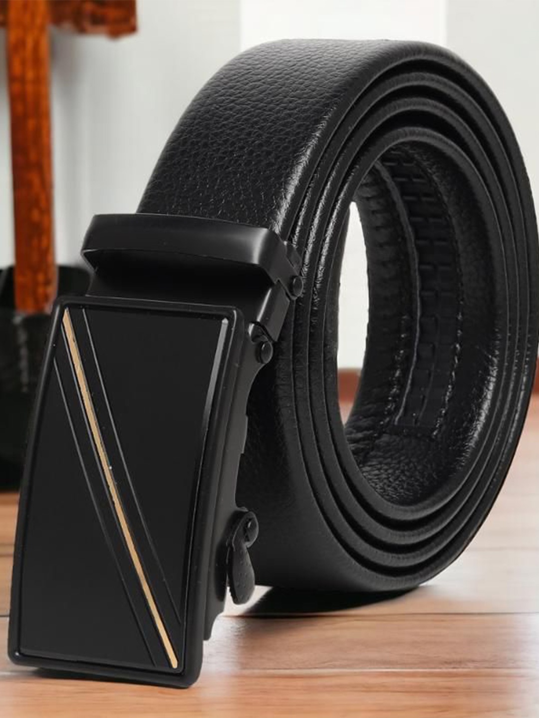 

Kastner Men Textured Slider Buckle Closure Belt, Black