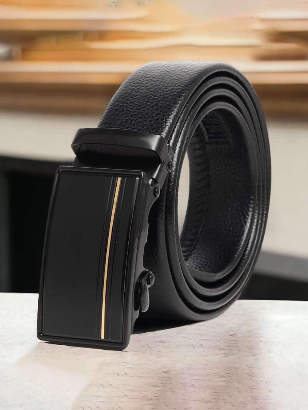

Kastner Men Textured Slider Buckle Closure Belt, Black