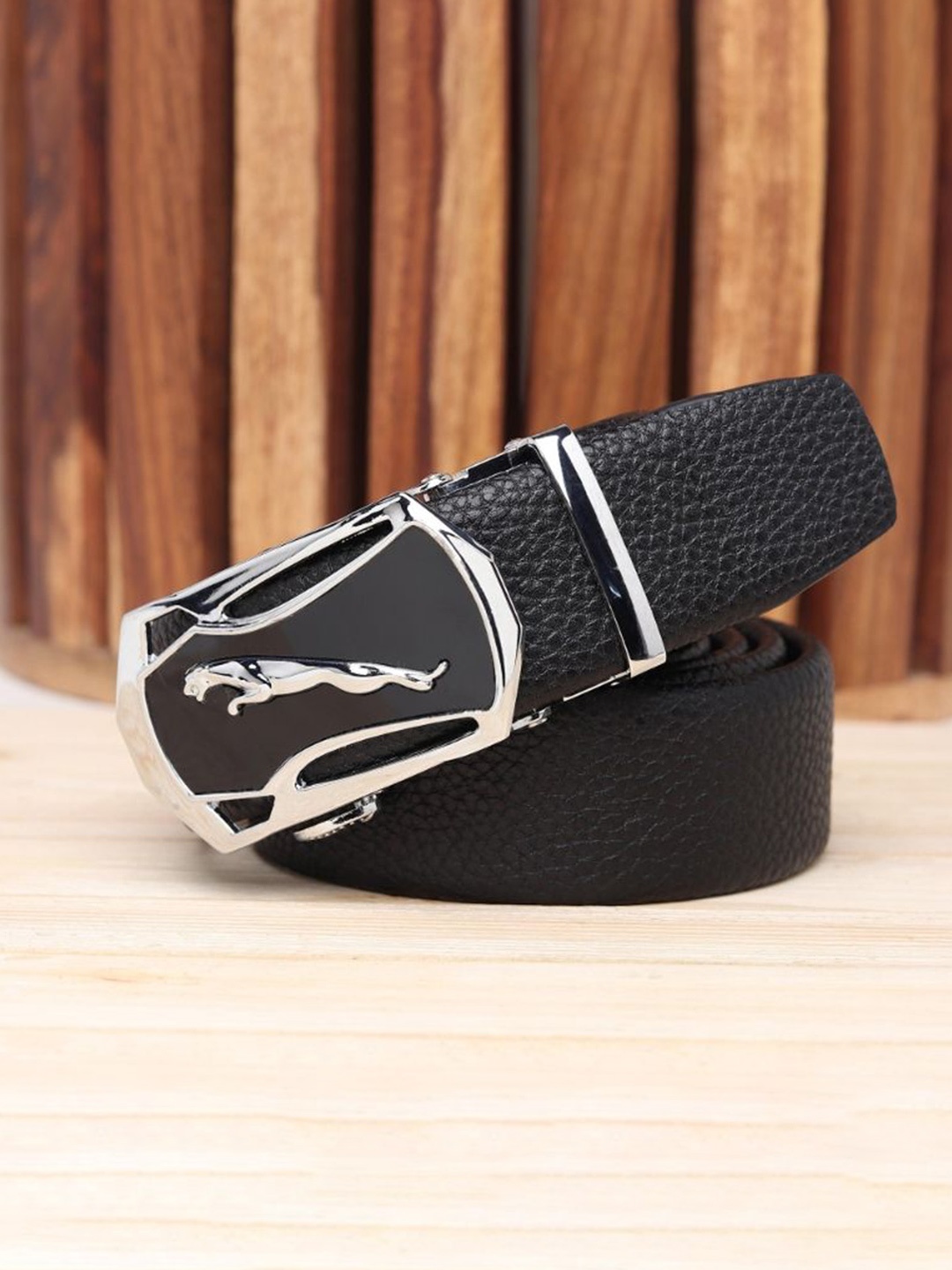 

Kastner Men Textured Slider Buckle Closure Belt, Black