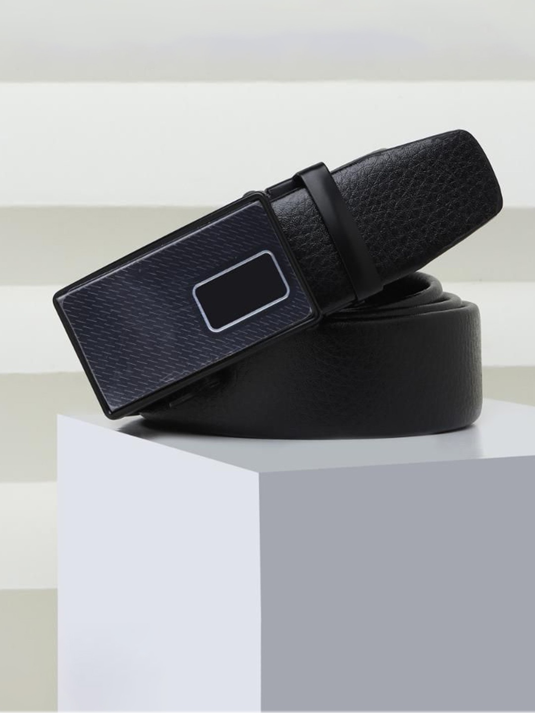 

Kastner Men Textured Slider Buckle Closure Belt, Black