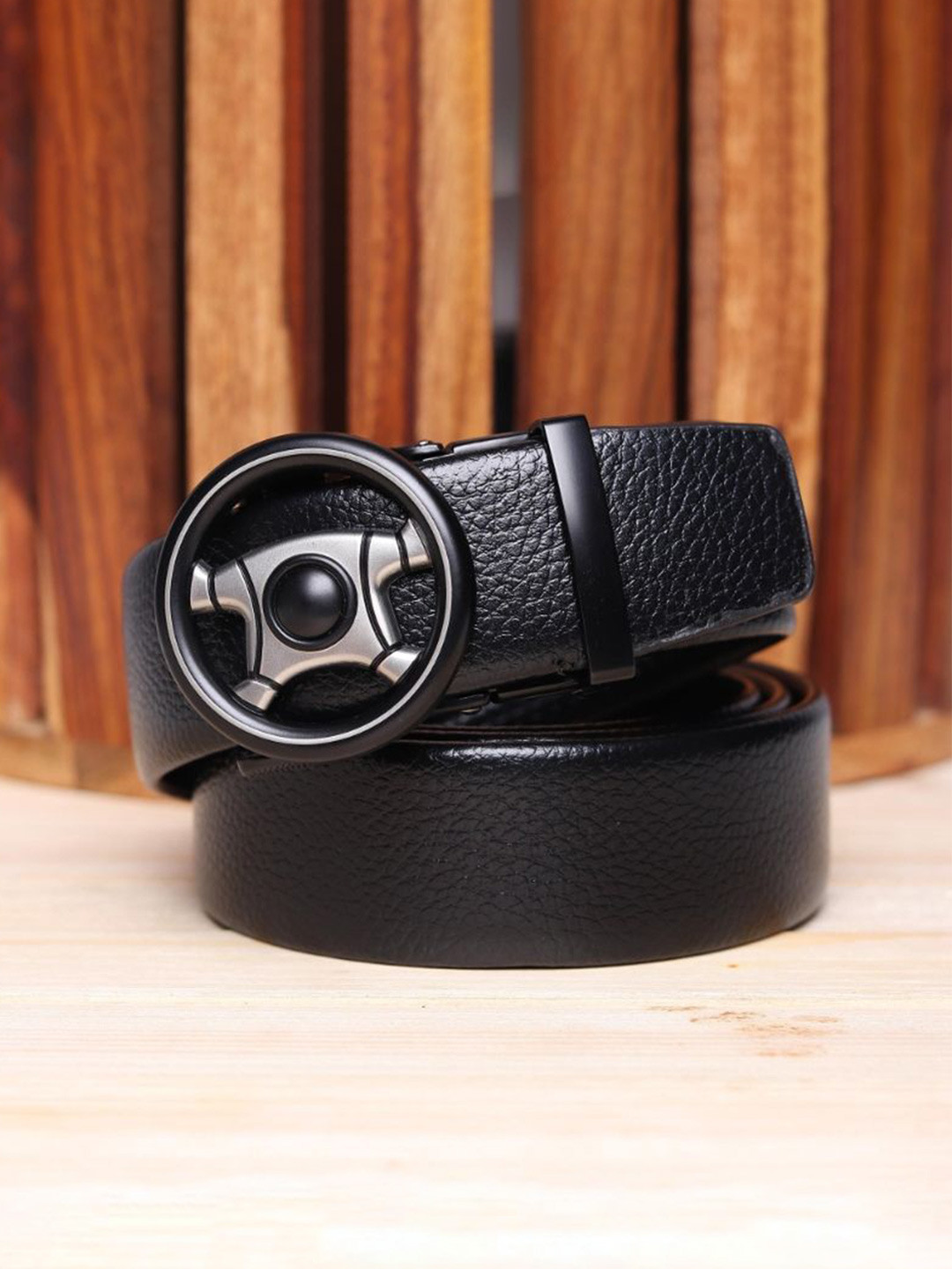 

Kastner Men Textured Slider Buckle Closure Formal Belt, Black