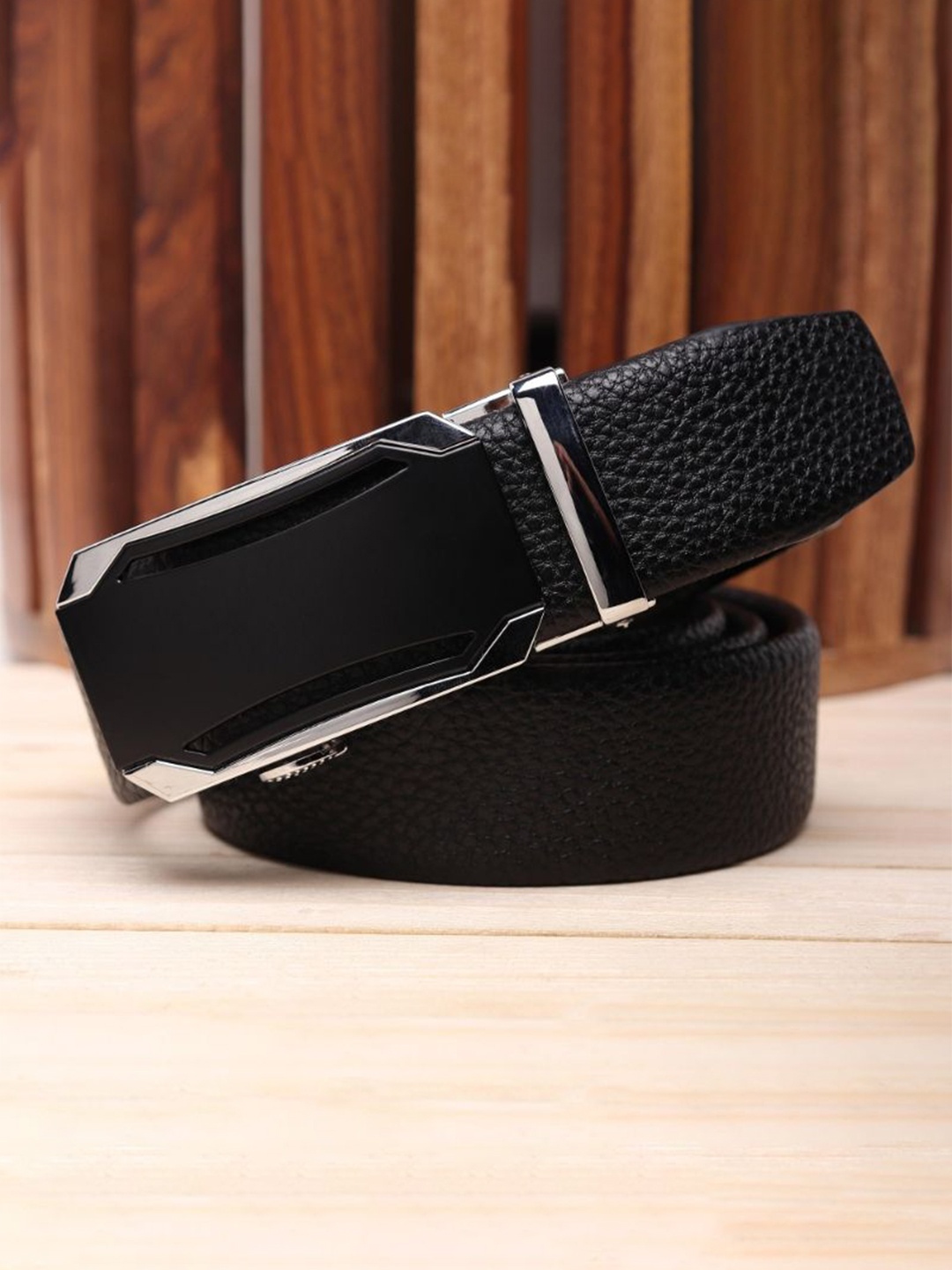 

Kastner Men Textured Slider Buckle Closure Belt, Black