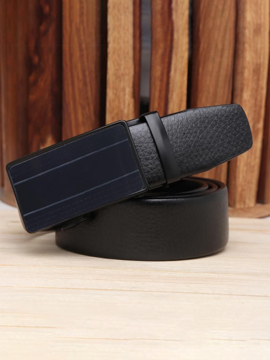 

Kastner Men Textured Slider Buckle Closure Belt, Black