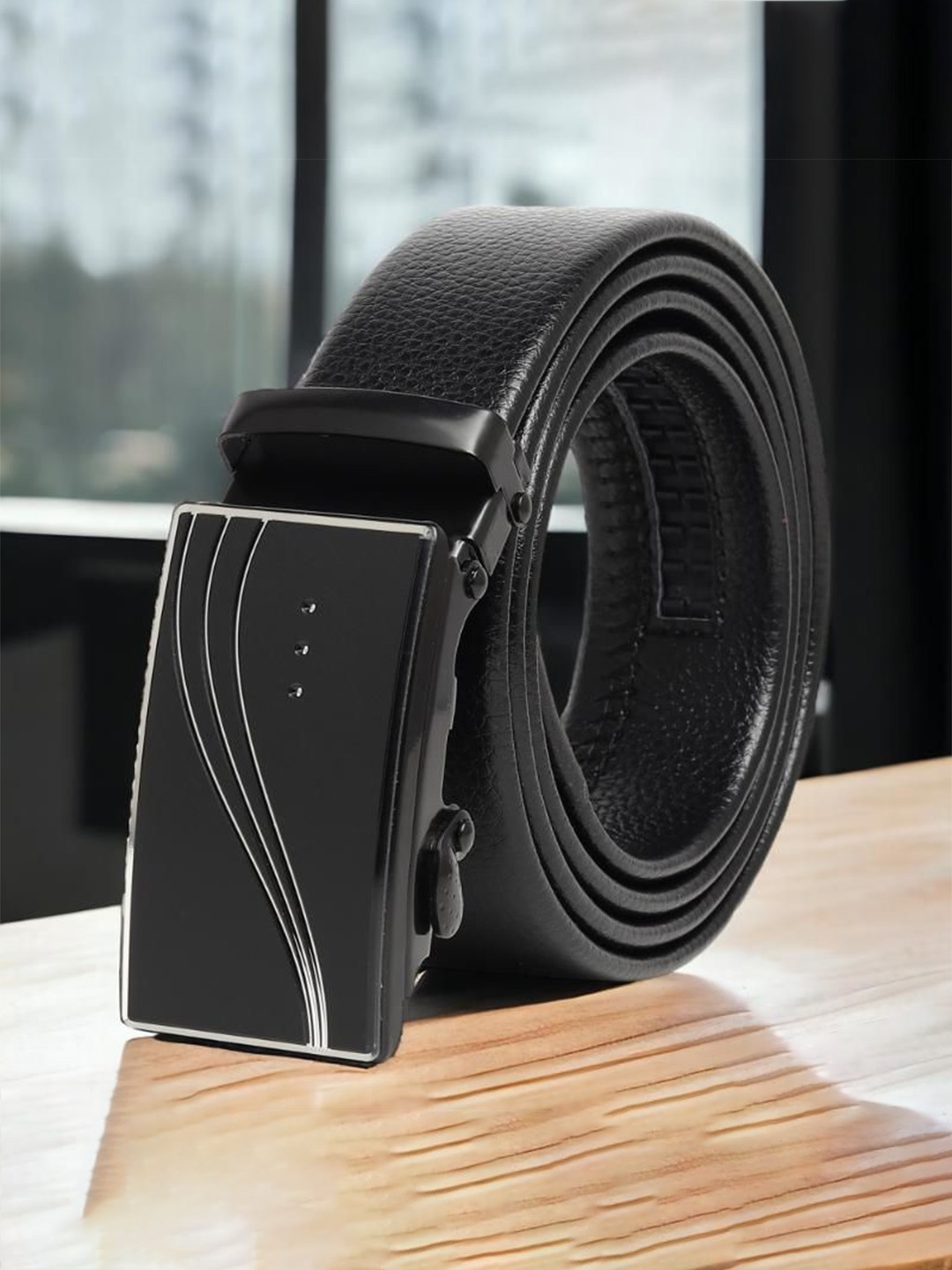 

Kastner Men Textured Slider Buckle Closure Belt, Black