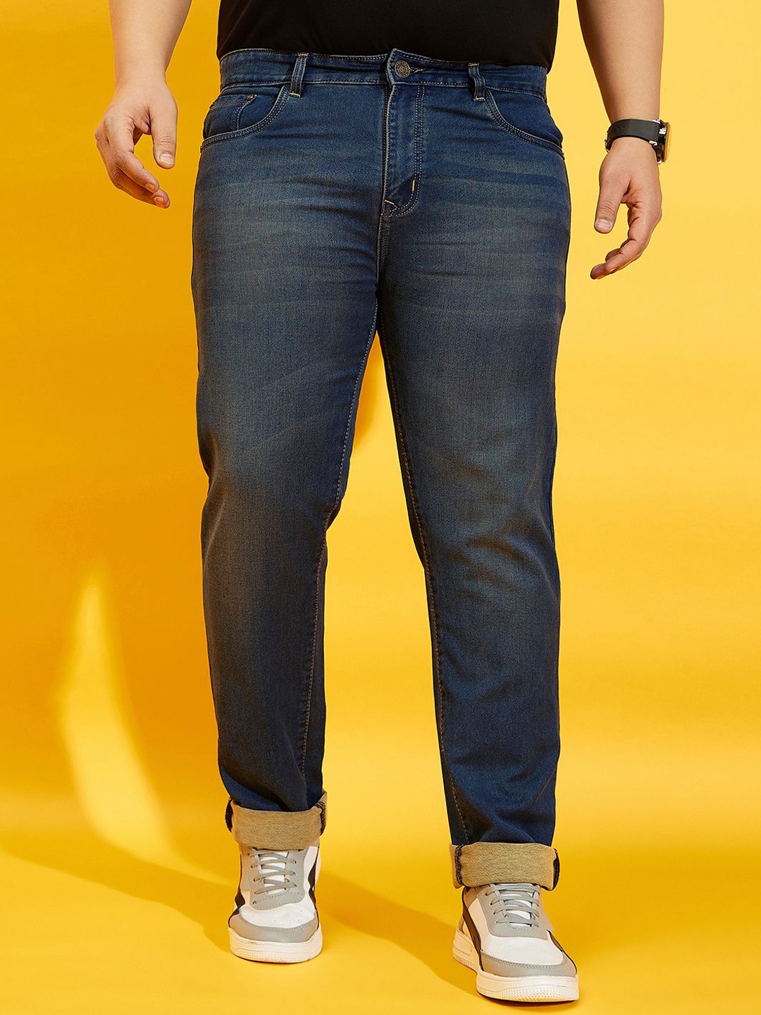 

bigbanana Men Light Fade Plus Size Stretchable Jeans, Blue