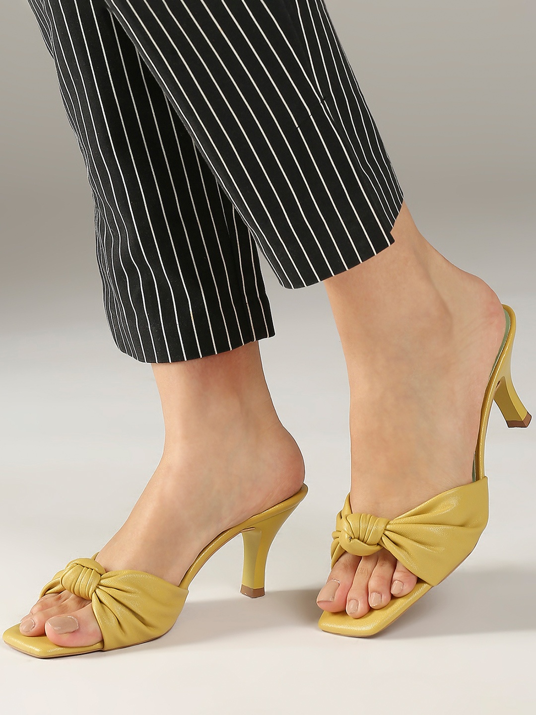 

Inc 5 Open Toe Knot Detail Kitten Heels, Yellow