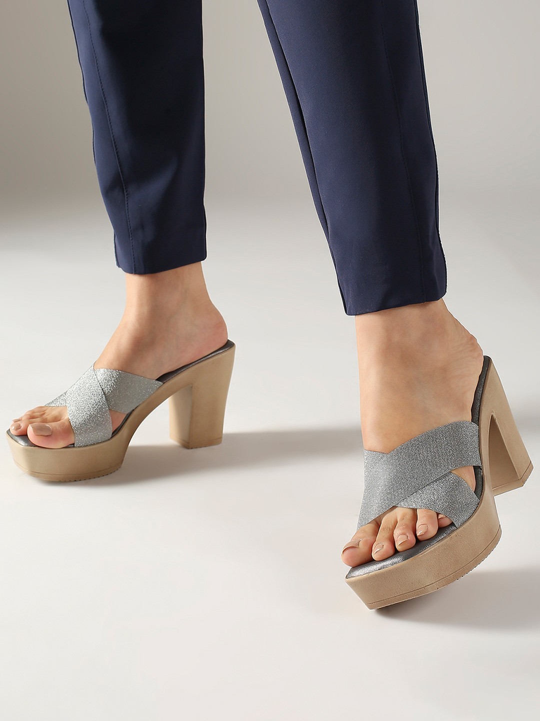 

Inc 5 Open Toe Block Heels, Grey
