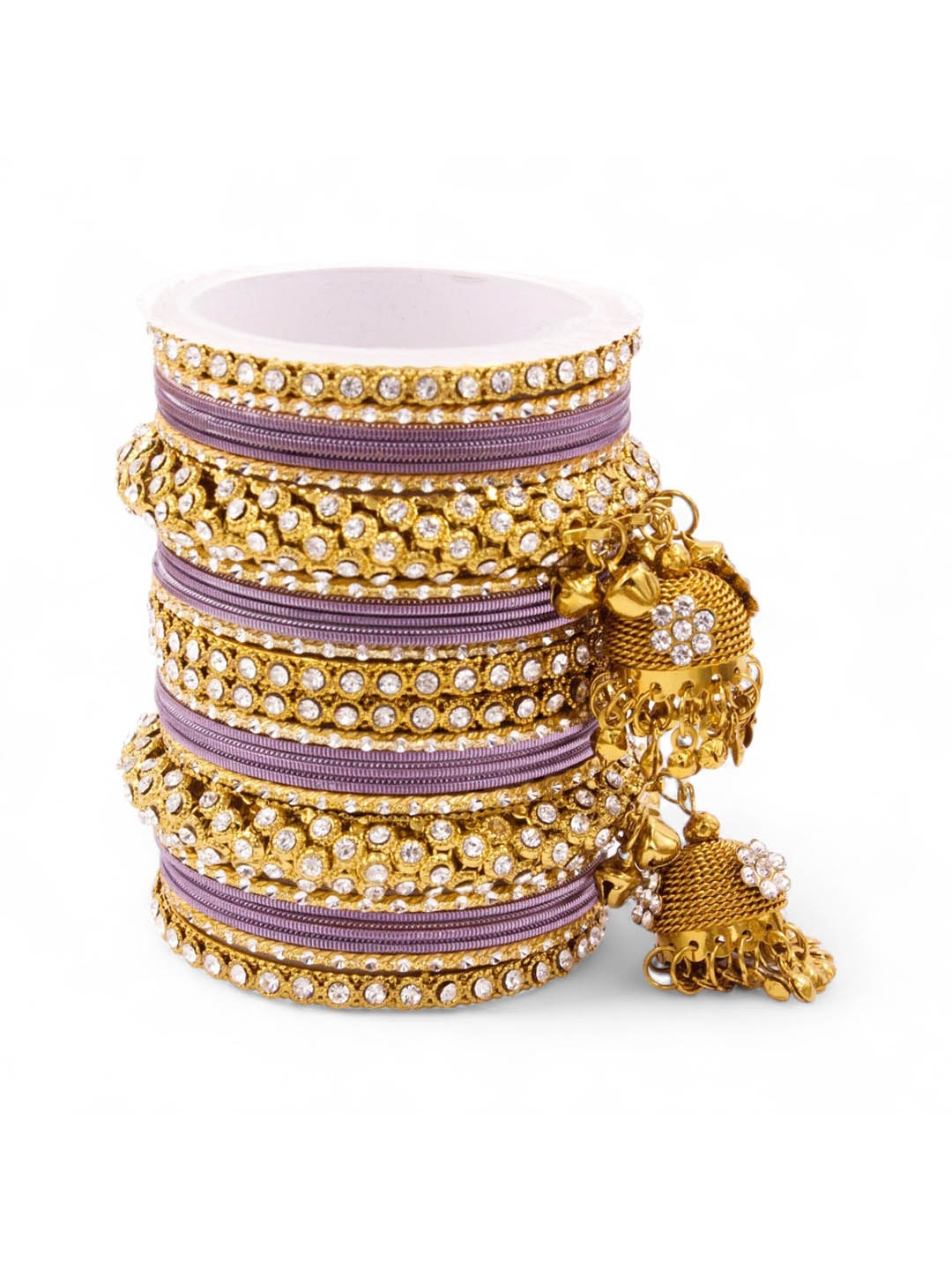 

leshya Set of 26 Brass Plated Stone Studded Bangles, Gold