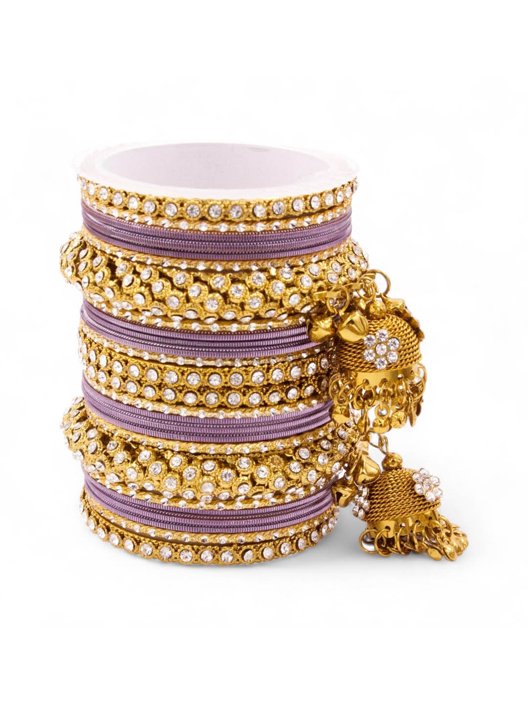 

leshya Set Of 26 Brass-Plated Stones-Studded Bangles, Gold