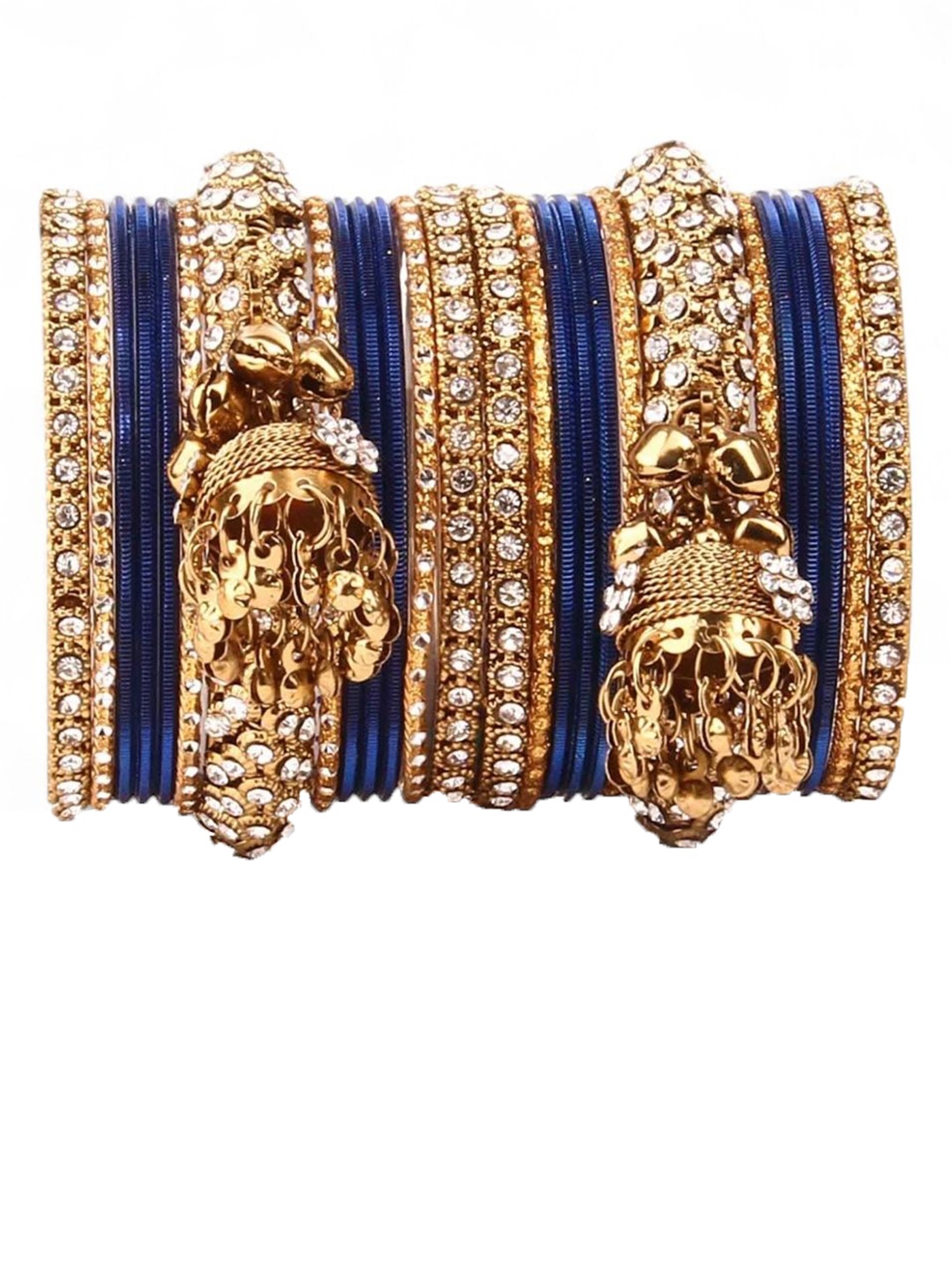 

leshya Set Of 26 Brass-Plated Stone Studded Bangles, Beige