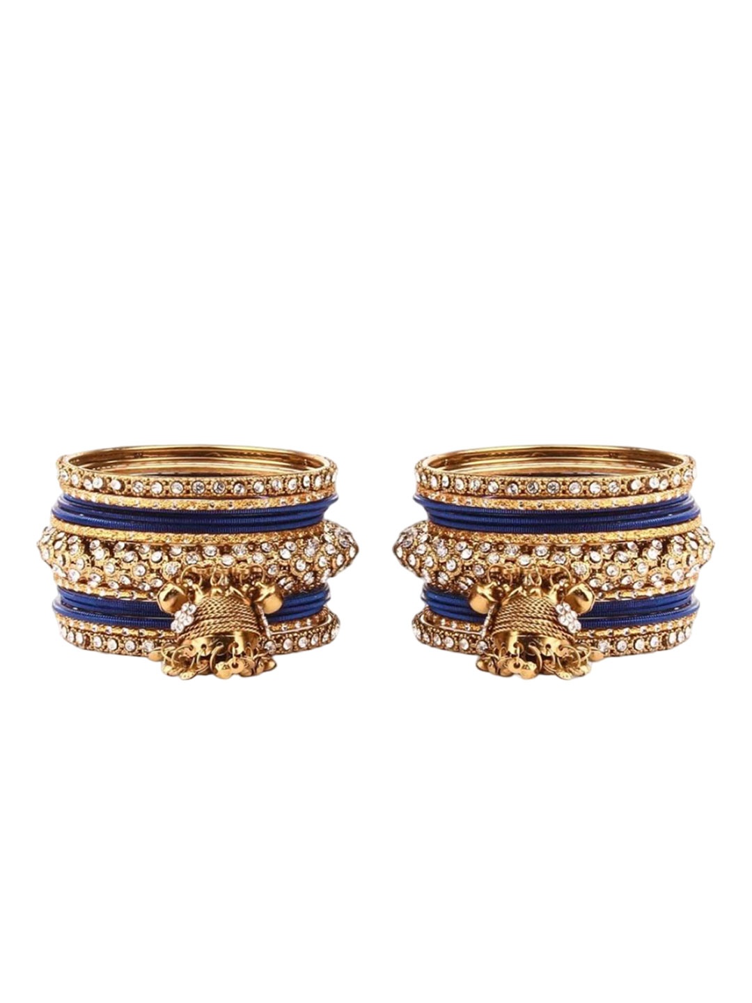 

leshya Set Of 26 Brass Plated Stone Studded Bangles, Beige