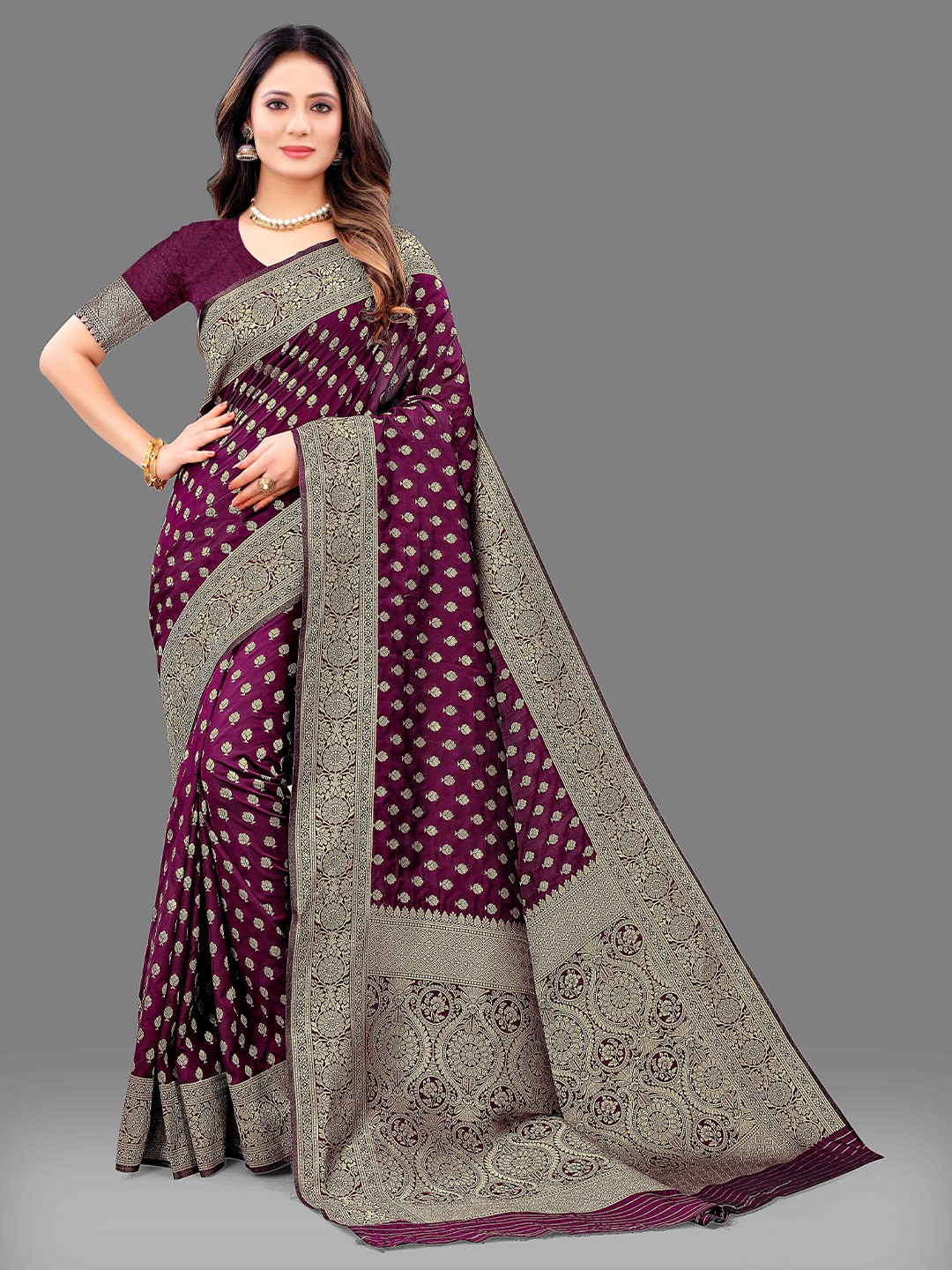 

VEECHIS Woven Design Zari Pure Silk Saree, Maroon