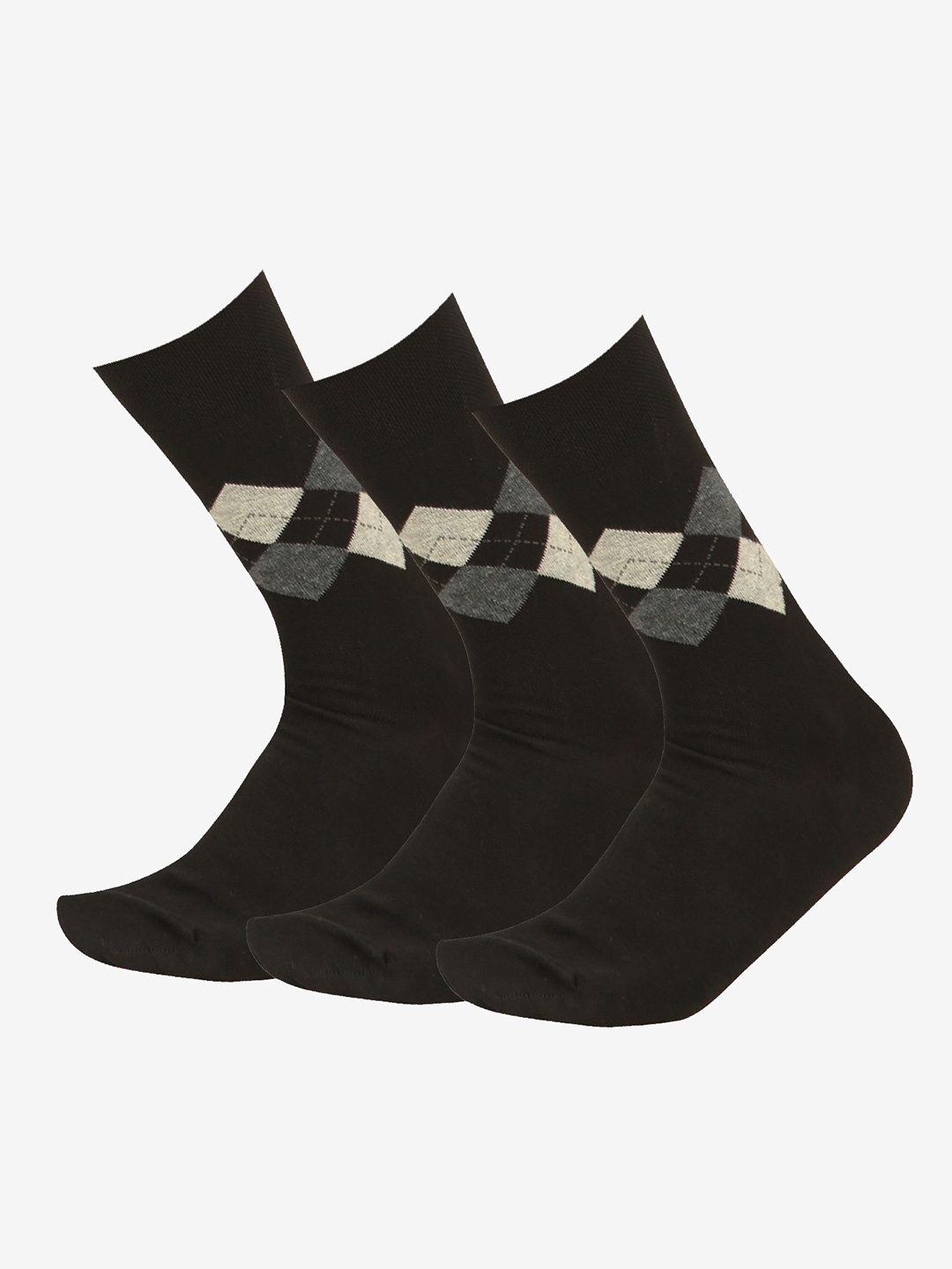 

Bodycare Men Pack of 3 Patterned Moisture Wicking Calf Length Socks, Black