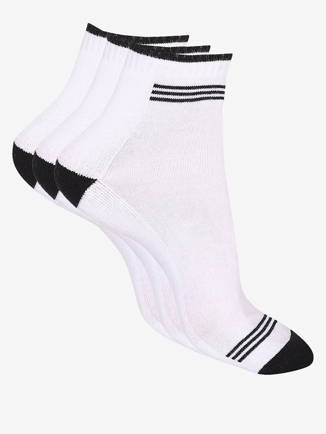 

Bodycare Men Pack of 3 Patterned Moisture Wicking Combed Cotton Ankle Length Socks, White