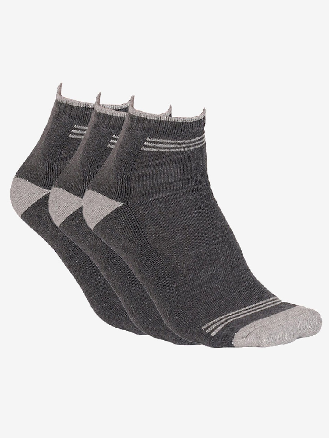 

Bodycare Men Pack of 3 Patterned Moisture Wicking Combed Cotton Ankle Length Socks, Grey