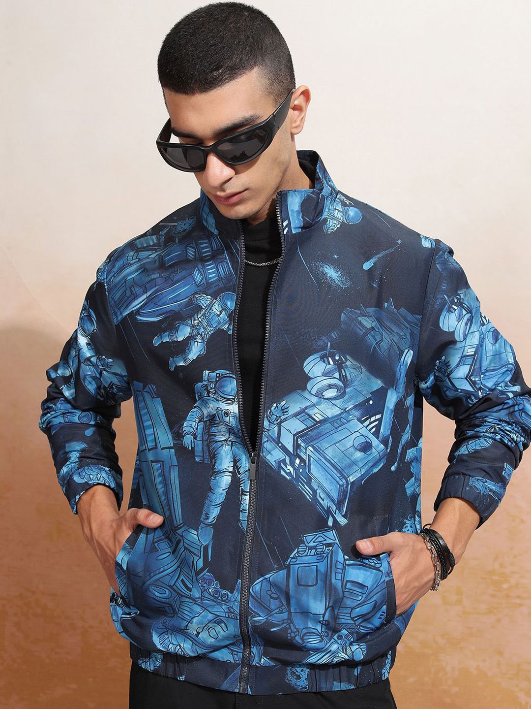 

KETCH Men Floral Bomber Jacket, Black