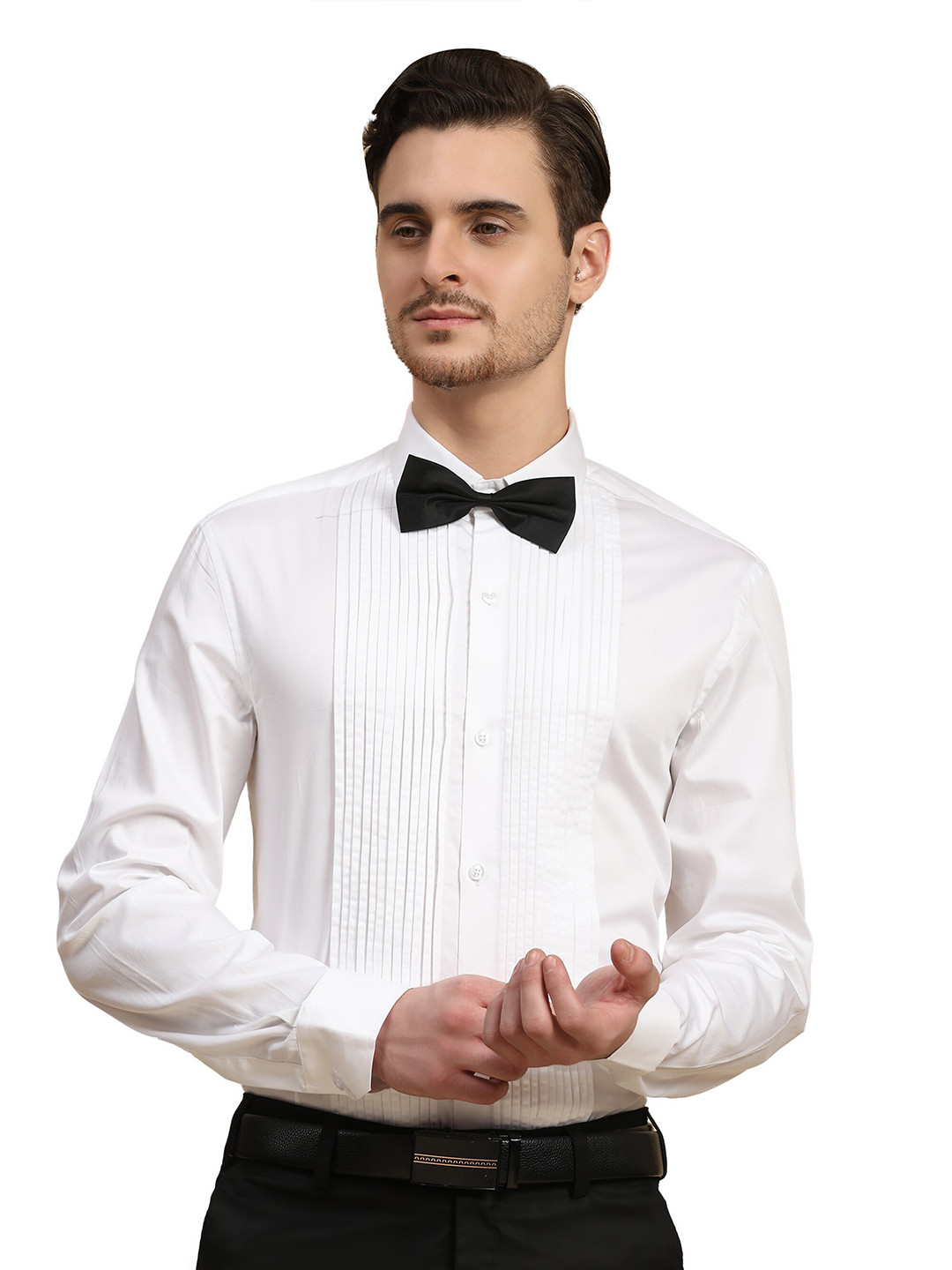 

BAESD Men Solid Spread Collar Formal Shirt, White