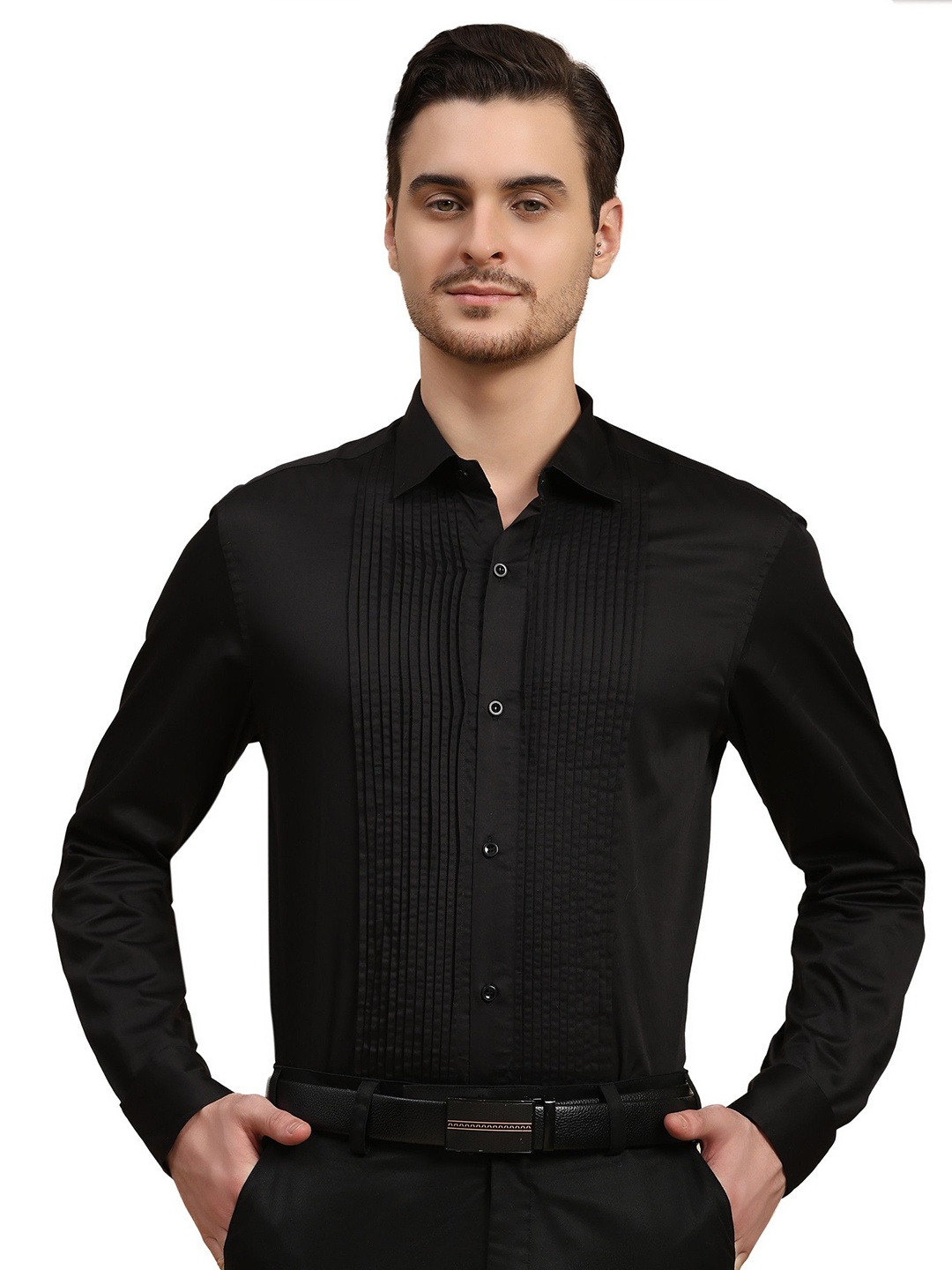 

BAESD Men Solid Spread Collar Formal Shirt, Black