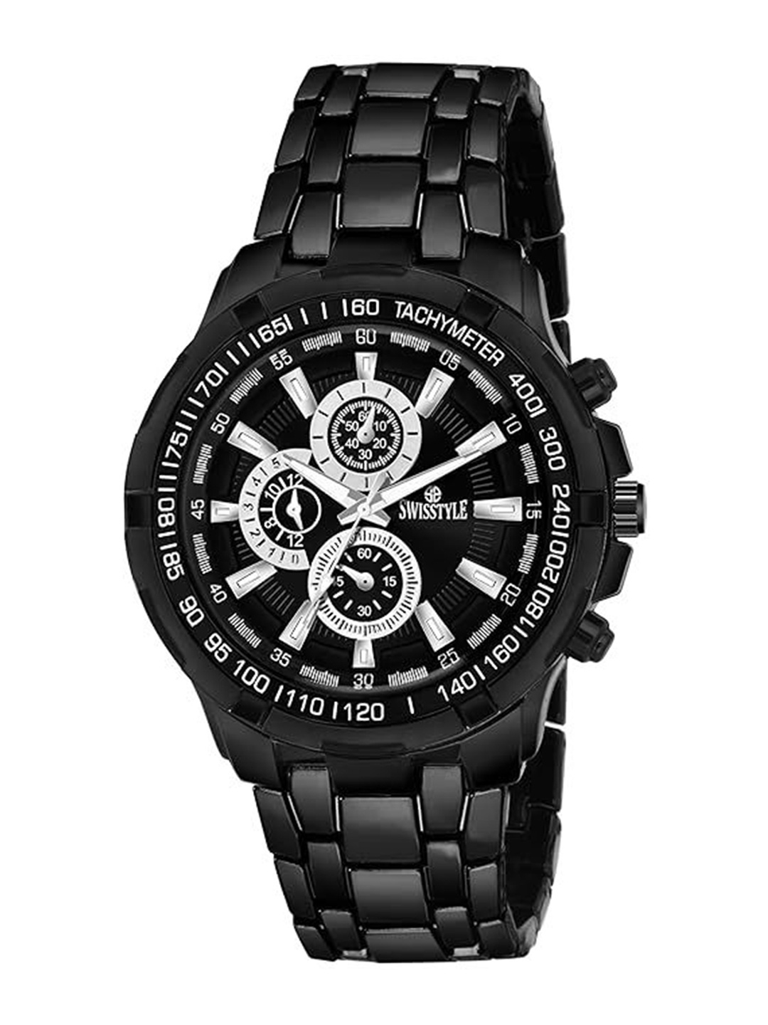 

SWISSTYLE Men Brass Dial & Bracelet Style Straps Analogue Watch SS-GR06612-FULL-BLK, Black