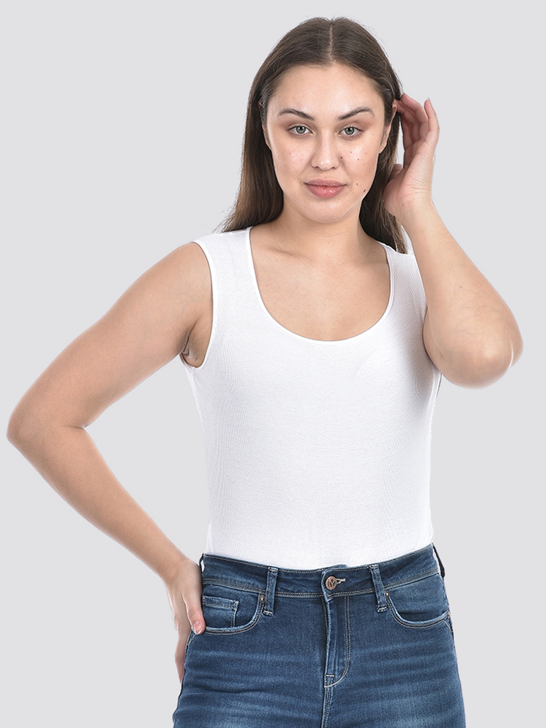 

ONEWAY Women Pure Cotton Bodysuit, White