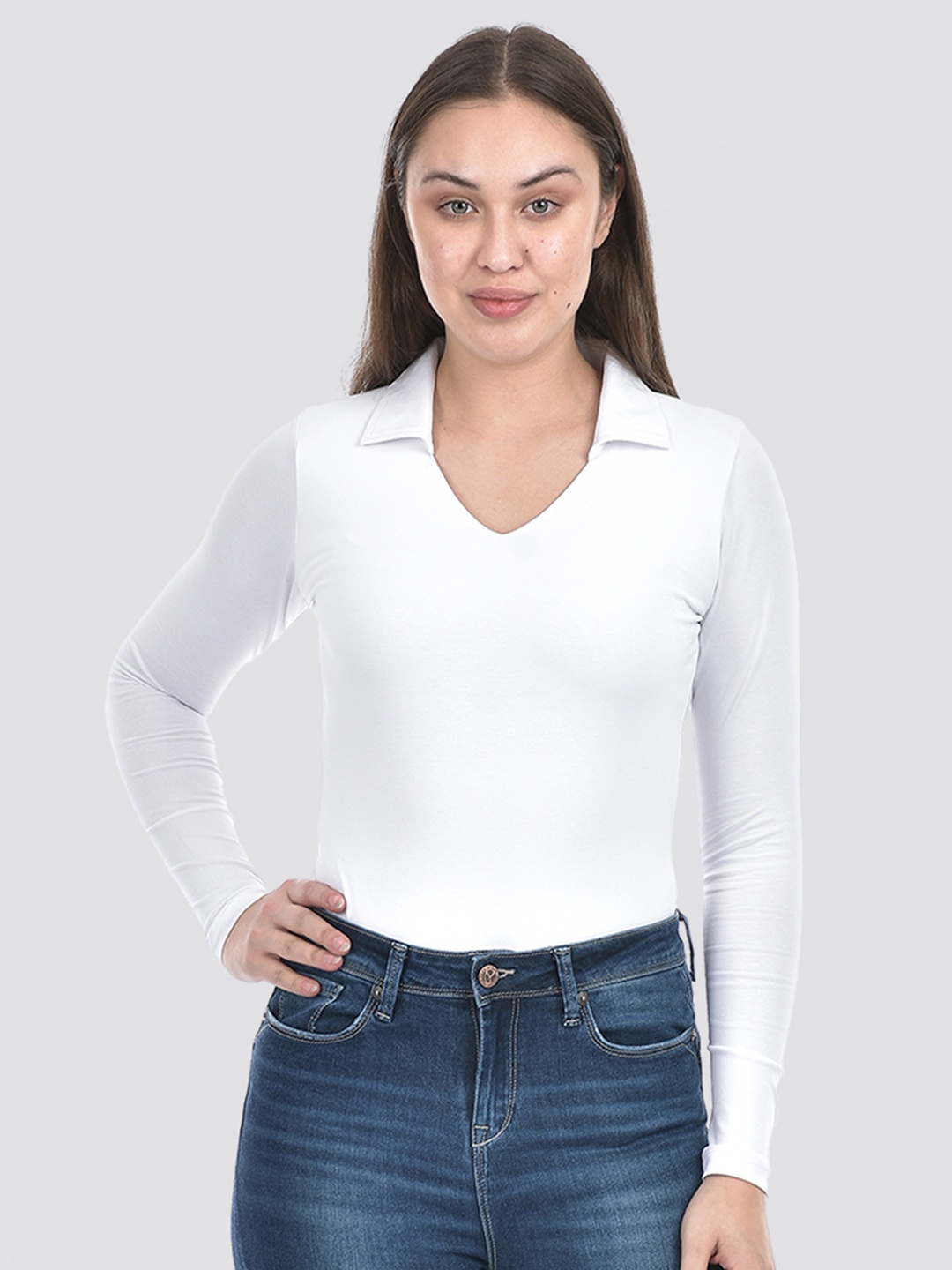 

ONEWAY Women Skinny Fit Bodysuit, White