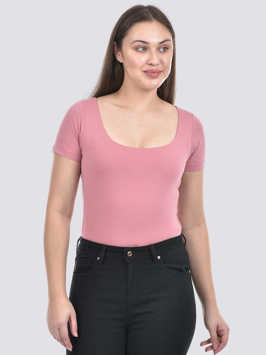 

ONEWAY Women Skinny Fit Bodysuit, Pink