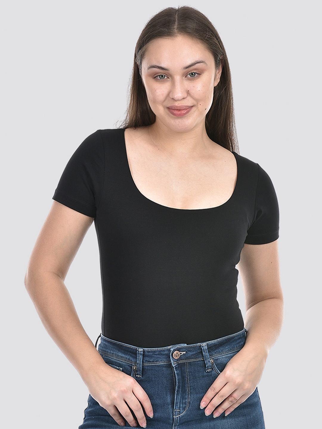 

ONEWAY Women Skinny Fit Bodysuit, Black